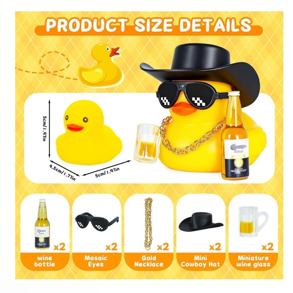 2 Where the Party At Rubber Ducks with Cowboy Hat and Sunglasses - Picture 2 of 3